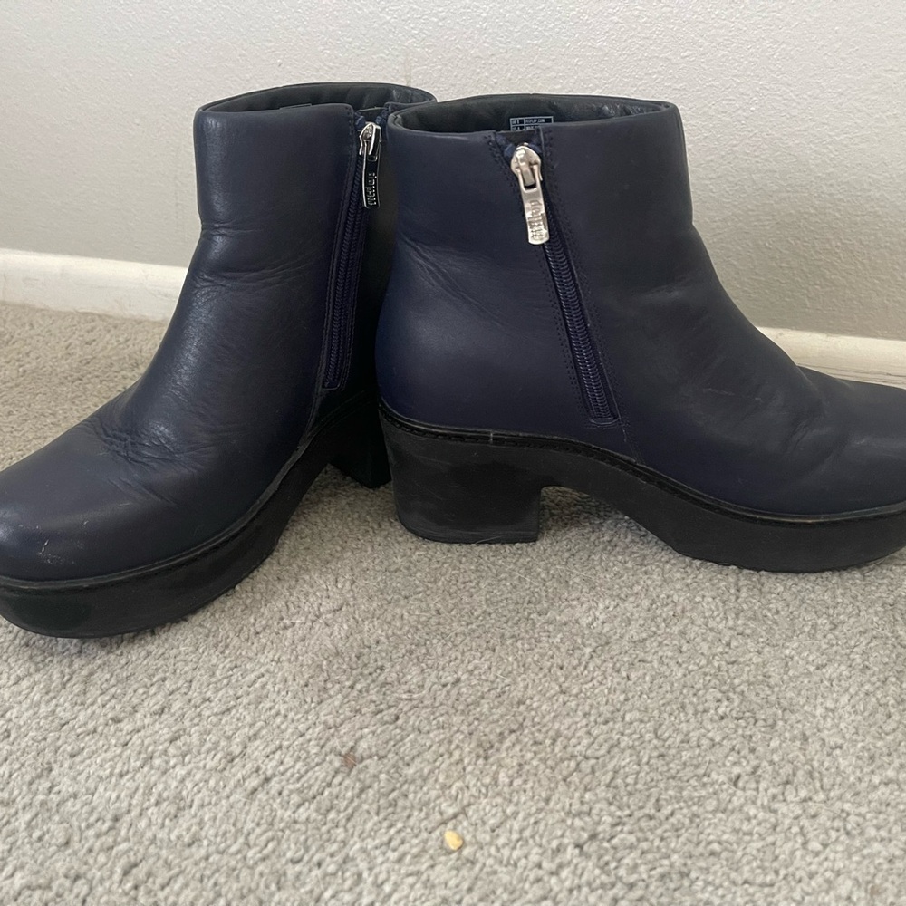 Fitflop Navy Platform Heeled Ankle Boots